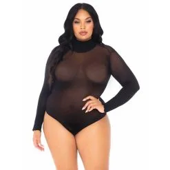 Opaque High Neck Long Sleeved Bodysuit – Plus