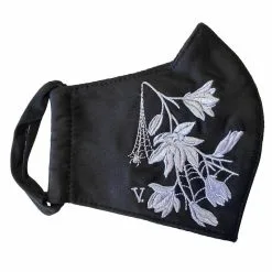 Embroidered Spider Web And Floral Mask