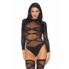 2 Pc Sheer Criss Cross Long Sleeved Teddy W/ Matching Thigh Highs