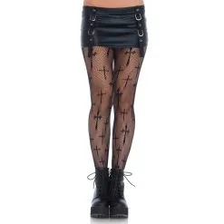 Worship Me Cross Net Tights