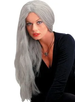 Morris "Straight Grey Witch" Halloween Wig - 24"